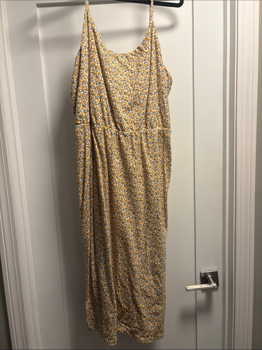 Old Navy Yellow Floral Midi Sundress with Spaghetti Straps